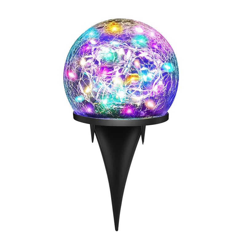 Solar Globe Light: Cracked-Glass Outdoor Waterproof Lamp