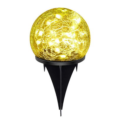 Solar Globe Light: Cracked-Glass Outdoor Waterproof Lamp