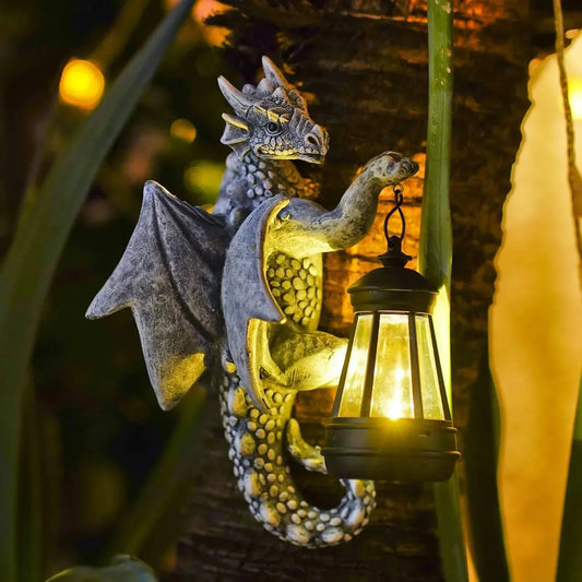 Solar Dragon Tree Hugger: Weatherproof Garden Decor