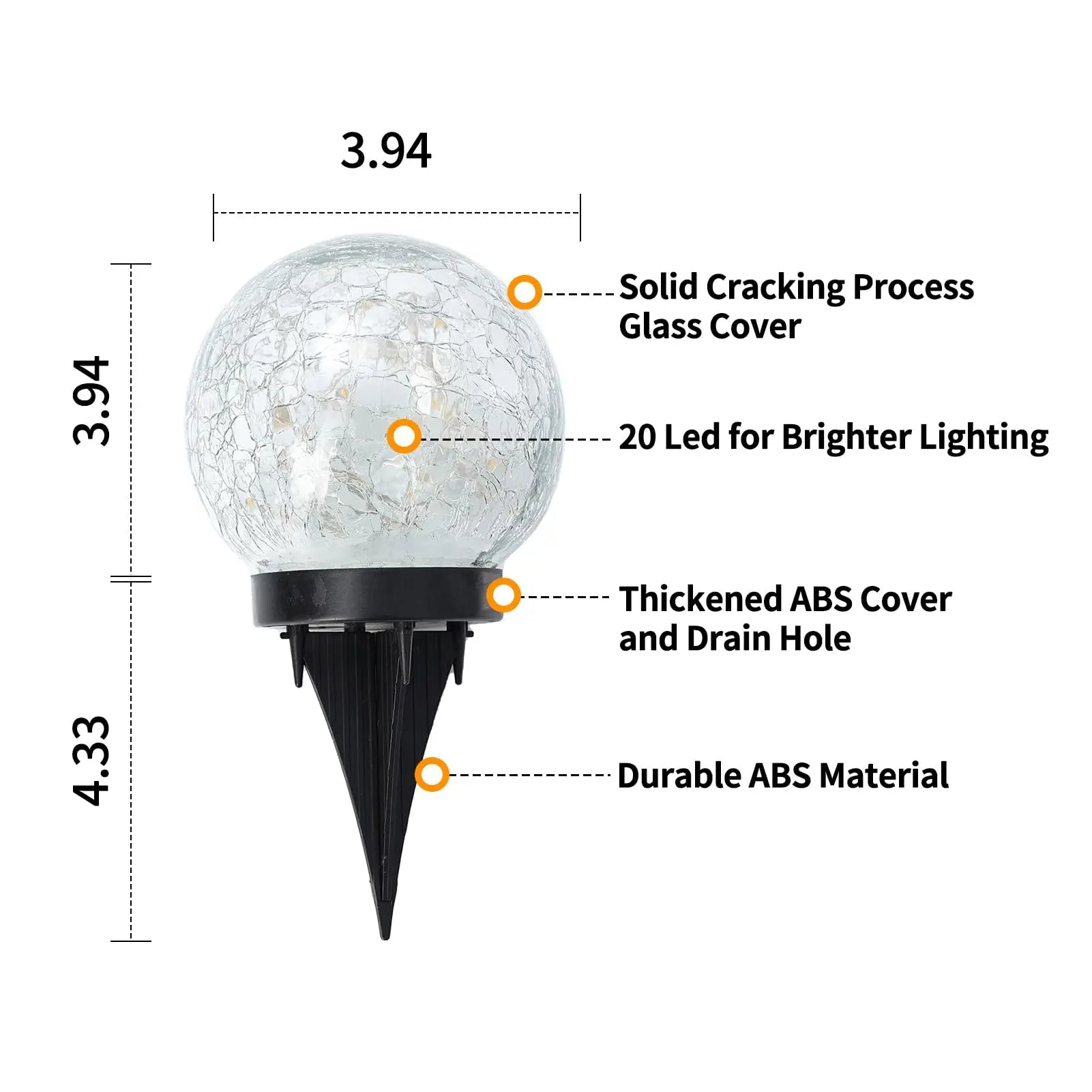 Solar Globe Light: Cracked-Glass Outdoor Waterproof Lamp