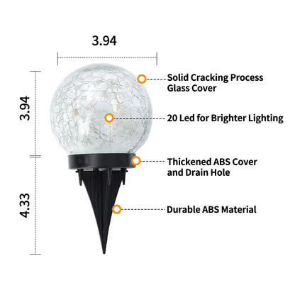 Solar Globe Light: Cracked-Glass Outdoor Waterproof Lamp